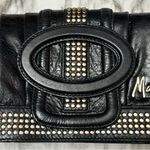Marciano Black Leather Studded Flip Up Wristlet Clutch Hollywood Biker Mob Wife Photo 15