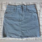 Madewell  Stretch Straight Mini Skirt Blue Gingham: Raw-Hemmed Edition - 27 Photo 0