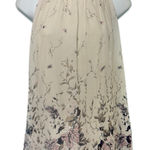 Via Signoria Cream Floral Purple Green Flowers Silk Sleeveless Halter Top size M Size M Photo 0