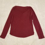 Pink Rose Crimson Red Ribbed Long Sleeve Tee Small Photo 3