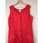 SAKE Coral Linen Blend Sleeveless Button Front Midi Dress with Tie Waist Size 16 Red Photo 6