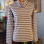 J.Crew Heather Gray and Blue Striped Women's Cowl Neck Sweater Photo 1