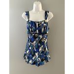 Vintage B Wear Y2K Satin Cami Babydoll Tank Top Fairy L Blue Black Swirl Empire Size L Photo 12