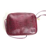Oleg Cassini Vintage  Leather Bag Small Shoulder Burgundy Dark Red Patch Photo 3