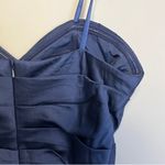 La Femme Sweetheart Thigh High Slit Satin Strapless Formal Prom Gown Size 6 Navy Photo 11