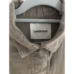 Lands' End  Jumpsuit Womens 8 Brown Linen 3" Shorts Utility Long Sleeve Romper Photo 2