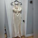 Lulus Start of Forever NWT size Medium Ivory Satin Halter Mermaid Maxi Dress Photo 2