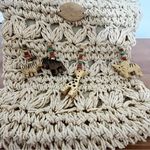 Cappelli Straworld Inc,‎ Wooden Animals Woven Straw Crossbody Bag Handmade Tan Photo 9