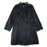 J.Jill Packable Trench Rain Coat Women L Black Smocked Grunge Boho Feminine Y2K Photo 0