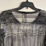 Aratta Women's Blouse Boho Grey Acid Wash Lace Embroidered Long Sleeve Top M Gray Size M Photo 6