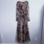 Baltic Born Layla Olive And Rust Floral Long Sleeve Tulle Maxi Dress Photo 5