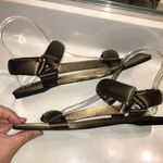 ZARA  Women’s Satin Olive Green Self-Fastener Ankle Strap Slide Sandals Photo 6