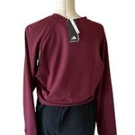 Adidas NWT  Power Aeroready Crop Cover-up Sweatshirt IN SHADOW RED / BLACK Photo 7