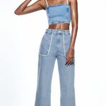 ZARA Tweed Trim Crop Jeans Photo 0