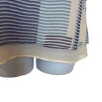 Calvin Klein Jeans Blue Cream Geometric Stripes Semi Sheer Blouse Top XS Flowy Photo 3