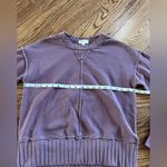 Evereve  Rib Trim Sweatshirt Washed Plum Crewneck Cotton Blend Small Ribbed Cut Photo 6