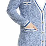 Hugo Boss Folonia Boucle Stripe Cardigan Surf Melange Size Medium Photo 6