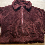 Old Navy Fleece Zip Jacket Plush Sherpa Burgundy Size S Women's Photo 0