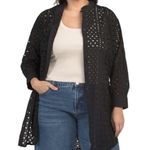 ADIVA | Black Lace Eyelet Shirt Tunic Collar Coverup Plus | Size 1X Photo 5