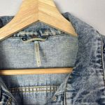 Free People  Blue Acid Wash Denim Trucker Jacket M Photo 5