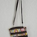 Two's Company Purse Travel Bag Crossbody Black Vibrant Floral Nylon Zippers Photo 1