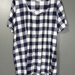 Woman Within Blue & White Gingham Check Cottagecore Top - Plus Size 2X (26/28) Photo 0