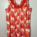 Milly  Of New York Vintage Silk Fan Print Orange Ivory Ruffle Shift Dress Sz 8 Photo 0