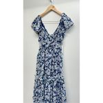 AQUA  Maxi Dress Womens Size Small Gown Blue White Tiered Metallic Formal NEW Photo 6