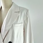 Anthropologie Maeve Linen Cropped Blazer Double Breasted Jacket Button White S Photo 12