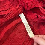 We The Free Free People Adella Cami Crochet Lace Flowy Tiered Crisscross Cherry Red Photo 5