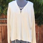 Joie  Larken V-Neck Lace Up Pullover Sweater Photo 8