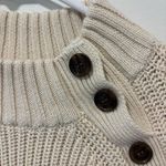 J.Crew Cream Knit Chunky Mock Neck Sweater Shoulder Buttons Preppy Costal Photo 2