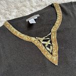 Vintage Isabella Bird Medium Merino Angora Cashmere Beaded Brown Sweater Green Photo 2