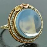 Women’s Golden Tone Stainless Steel Metal with Iridescent Pattern Size 6 NWT Blue Photo 1