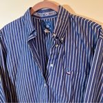 ✨ Texas Cotton Women’s Blue White Striped Button Down Shirt Medium Blue Photo 1