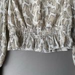 Lucy Paris ‎ sz S tan animal print victorian collar blouse NWOT Photo 2