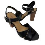Crown Vintage Women's Vegan Leather Black Bolero Block Heel Sandals Size 7.5 Photo 5