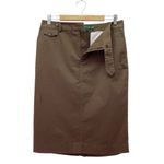 Ralph Lauren Lauren Premium Dark Brown Cotton Pencil Skirt Size 10 Khaki Chino Photo 1