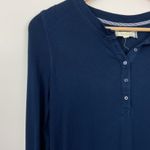 Pure + Good Womens XS Henley Thermal Top Long Sleeve Ribbed Knit Navy Blue Photo 1