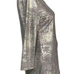 JM Collection  Womens Blouse Top Space Dye Zipper Metallic Gold Foil Petite Small Photo 2