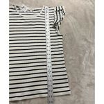 J.Crew  Factory Ribbed Ruffle Tank Top Women's Med White Black Striped NWT Photo 6
