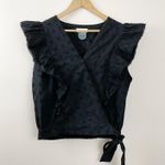 Lost + Wander Arula Black La Luna Eyelet Embroidered Ruffle Crop Top A 1X 14 Photo 1