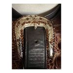 Raviani With Signed b.b.Simon Rhinestone Buckle Croc Embossed Leather Handbag. Brown Photo 5
