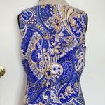 Kasper Dress Womens Sz 8 Blue Sleeveless Midi Paisley Retro Hipster Bohemian Photo 8