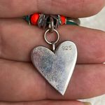 Sterling Silver and Turquoise Heart and Evil Eye necklace Red Photo 4