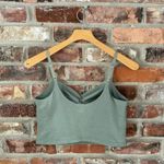 Beyond Yoga  Sage Green Shirred Cropped Tank Top, L Photo 3