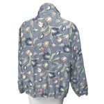 Vintage Vital Zone Blue 100% Silk Floral Relaxed Full Zip High Neck Jacket Sz S Photo 1