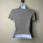 American Eagle  Grey Cropped Ribbed Short Sleeve Top Women's Small Photo 2