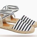 J.Crew NWOB D’Orsay Lace Up Espadrilles in Navy and White Stripe Size 7 US Shoe Photo 0