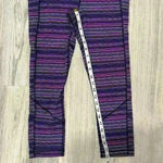 Lululemon  Purple Stripe Wunder Under Cropped  Athletic Leggings Pockets Size 6 Photo 4